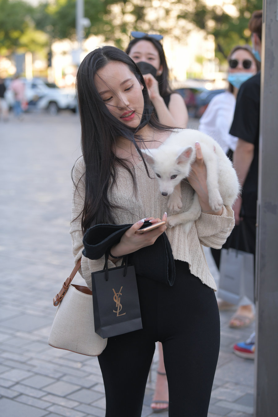 抱着小狗的漂亮女孩 J2106 136P-3.25GB-七七街拍