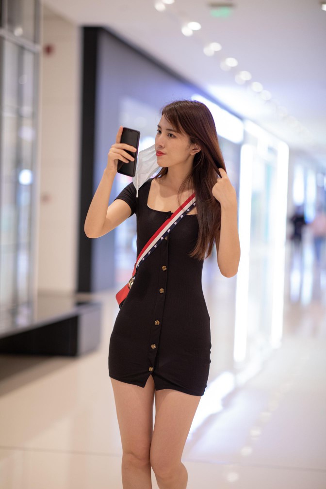 逛商场的黑色包臀裙美丽女孩【385P】00050-七七街拍