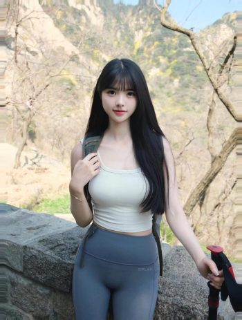 图片[9]-爱爬山的瑜伽裤MM，太甜美了！~-七七街拍