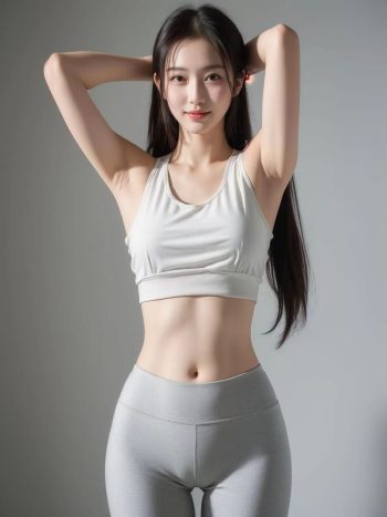 AI瑜伽裤清纯妹子系列图-七七街拍